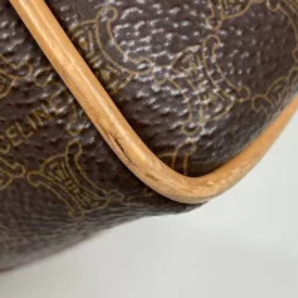 Celine Canvas Brown Macadam Handbag Boston